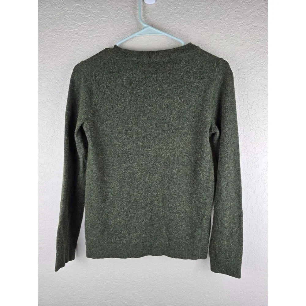 J.Crew Womens Teddie Sweater XS Olive Green‎ Heather Wool Blend Crewneck